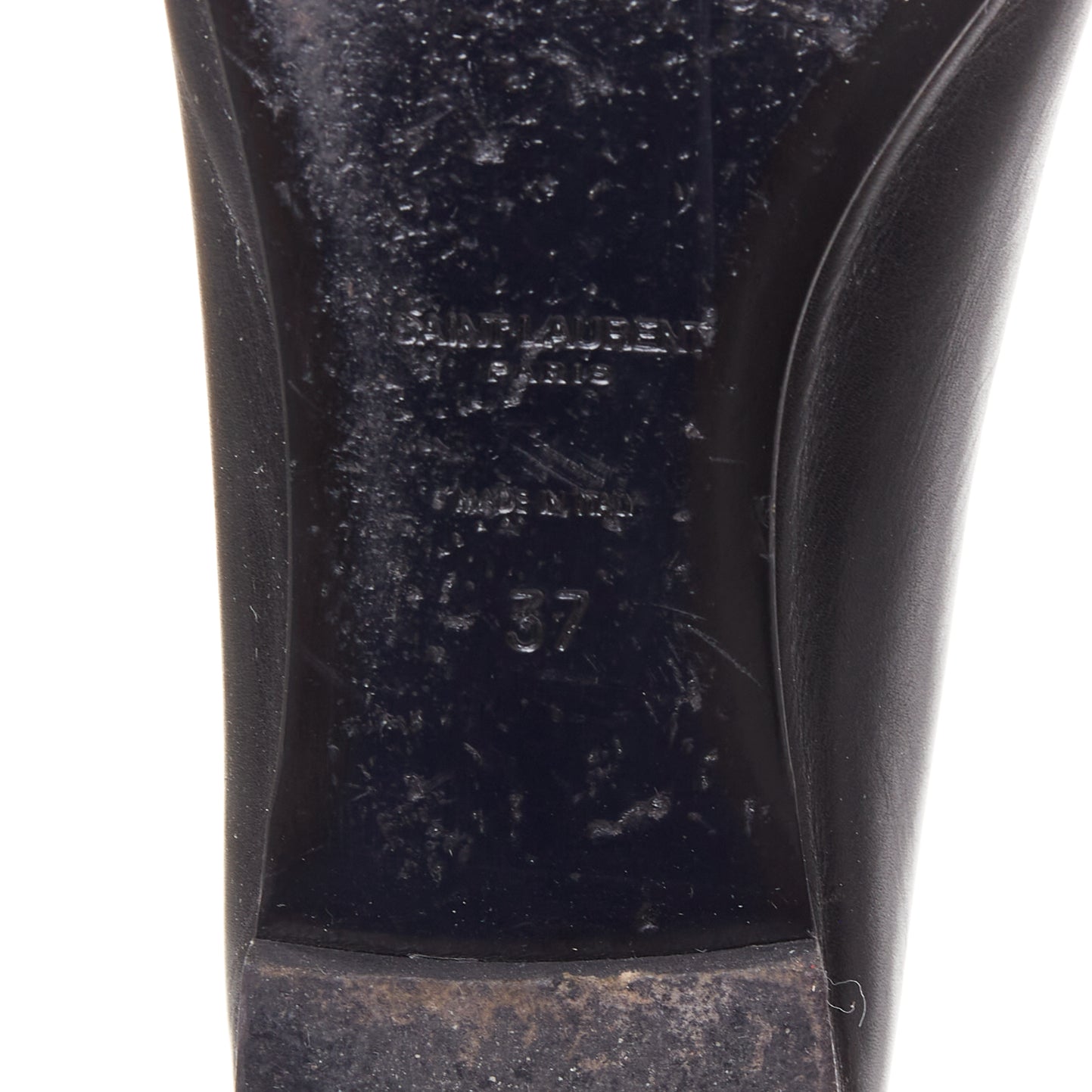 Women's Saint Laurent Leather Crystal Bow Ballet Flats