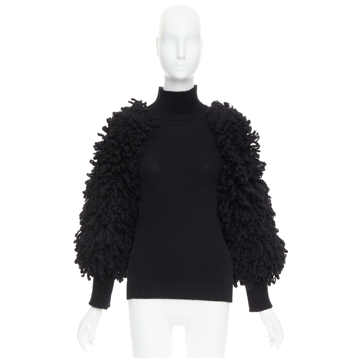 Men's Valentino 2024 Boucle Yarn Sleeves Turtleneck