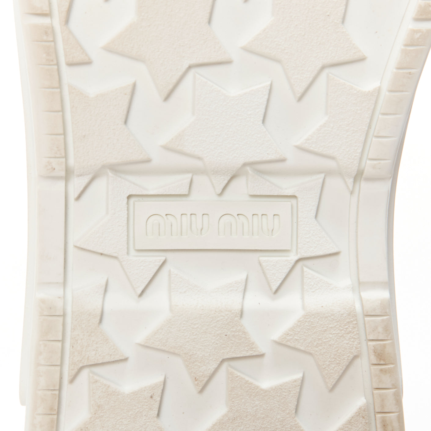 Women's Miu Miu White Leather Crystal Sneakers