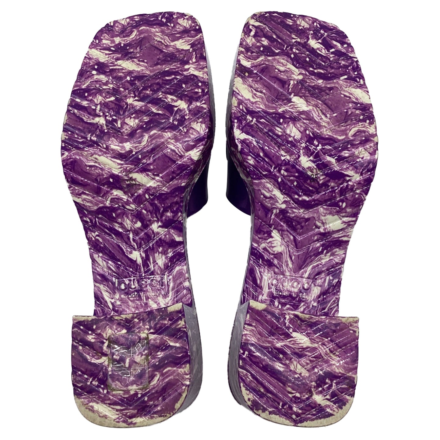 Women's Gucci Logo Slides in Purple Rubber