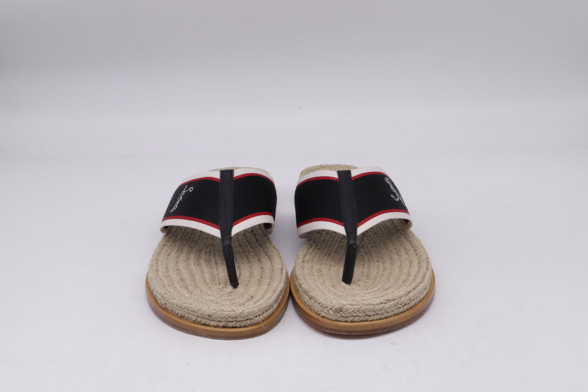 Men's Christian Louboutin Hot Flip Slides in Multicolor Jute