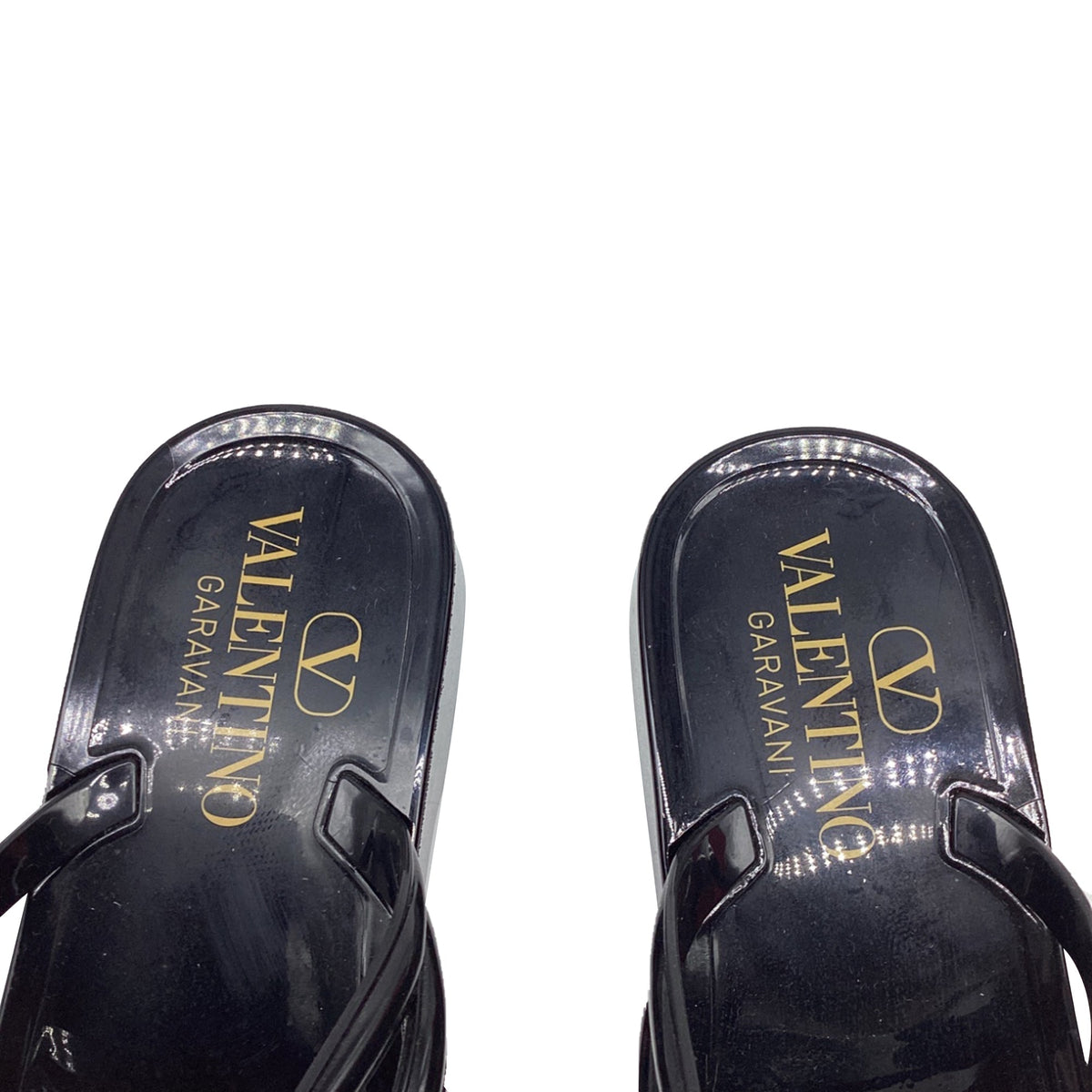 Women's Valentino Garavani VLogo Thong Slide Sandals in Black Rubber