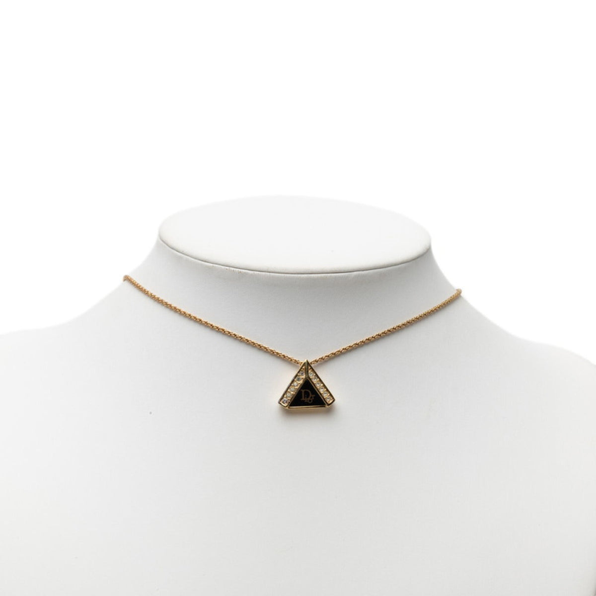 Pendant Necklace Gold and Rhinestone