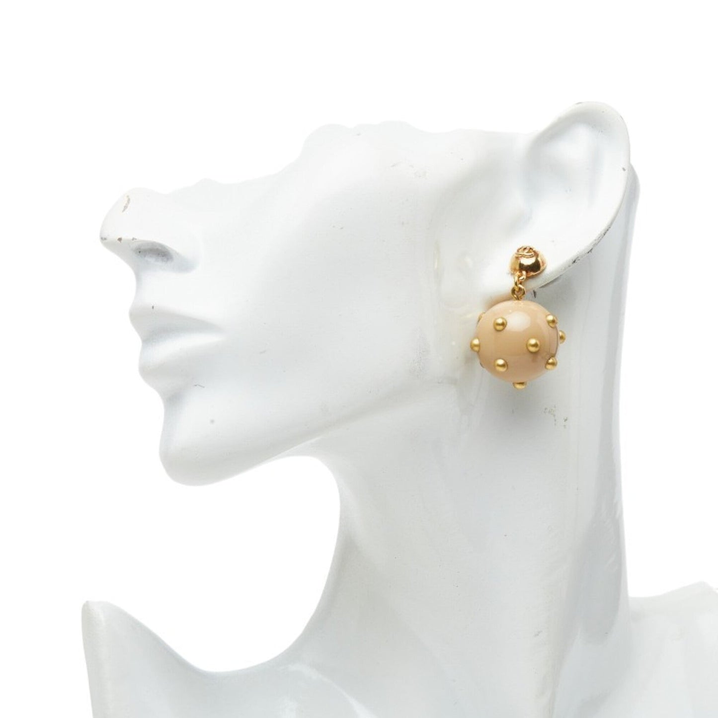 CC Logo Stud Ball Earrings Gold-Tone Metal