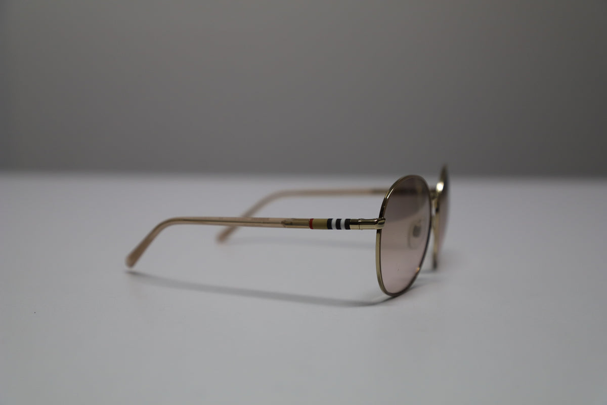 Burberry 3094 Gradient Round Sunglasses in Brown Metal
