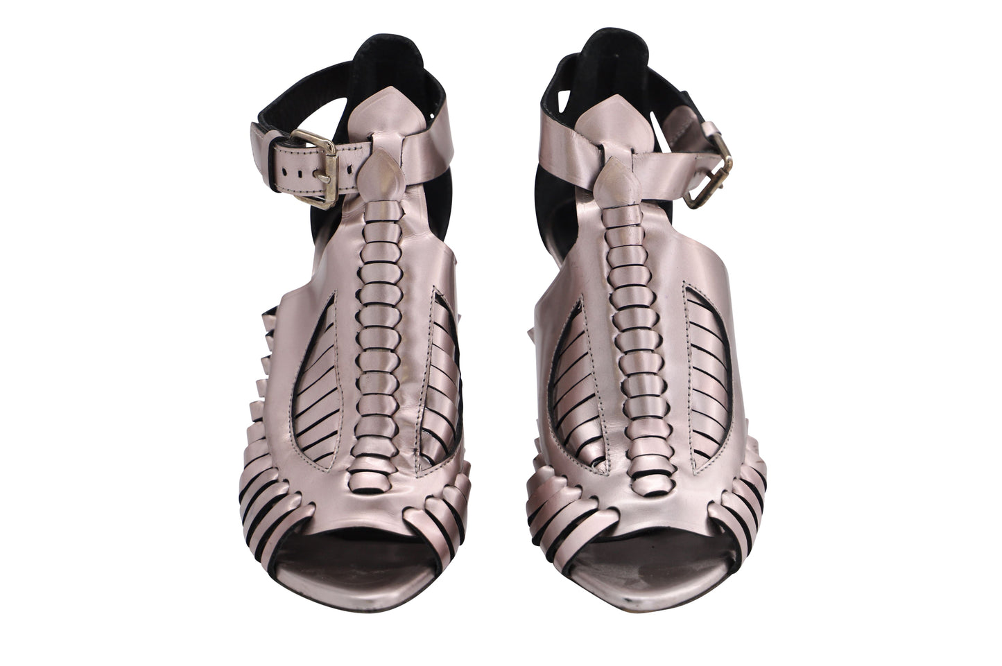 Women's Proenza Schouler Cage Heels in Silver Patent Leather