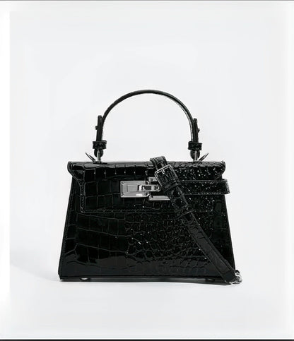 Crocodile-Print Light Luxury Kelly Bag