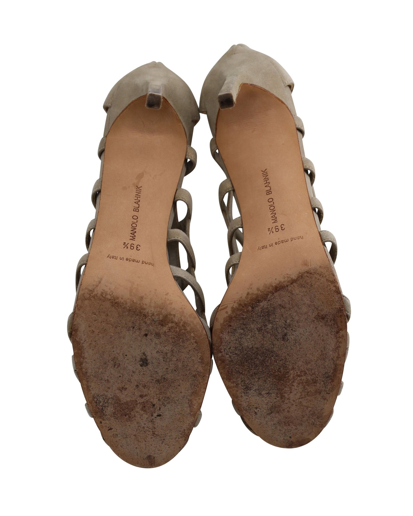 Women's Manolo Blahnik Vagibu Cage Ankle High Heel Sandals in Khaki Suede