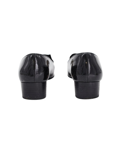 Women's Salvatore Ferragamo Drusilla Bow Loafers in Black Patent Leather