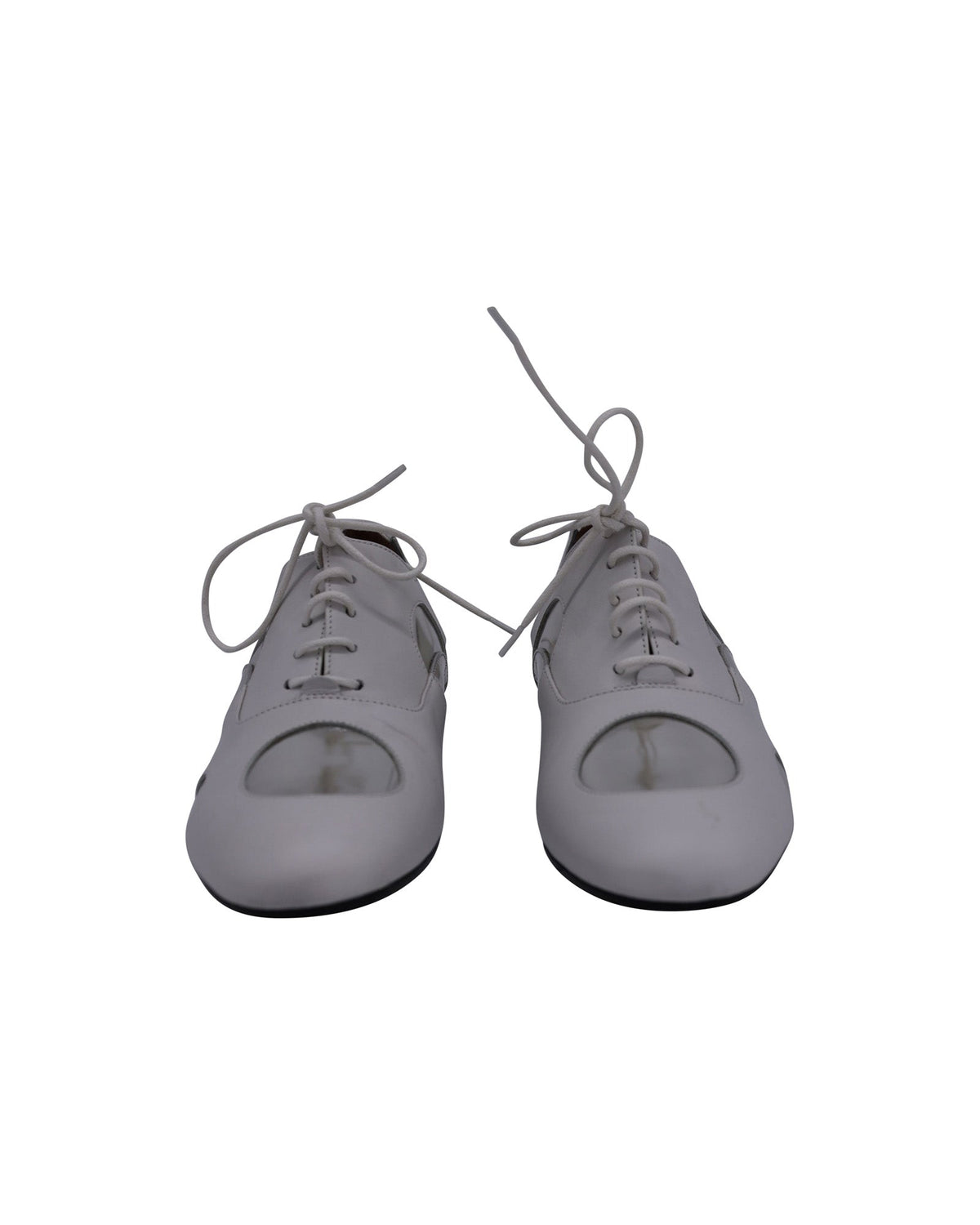 Women's Marni Polka Dot Lace Up Oxfords in White and Silver Leather