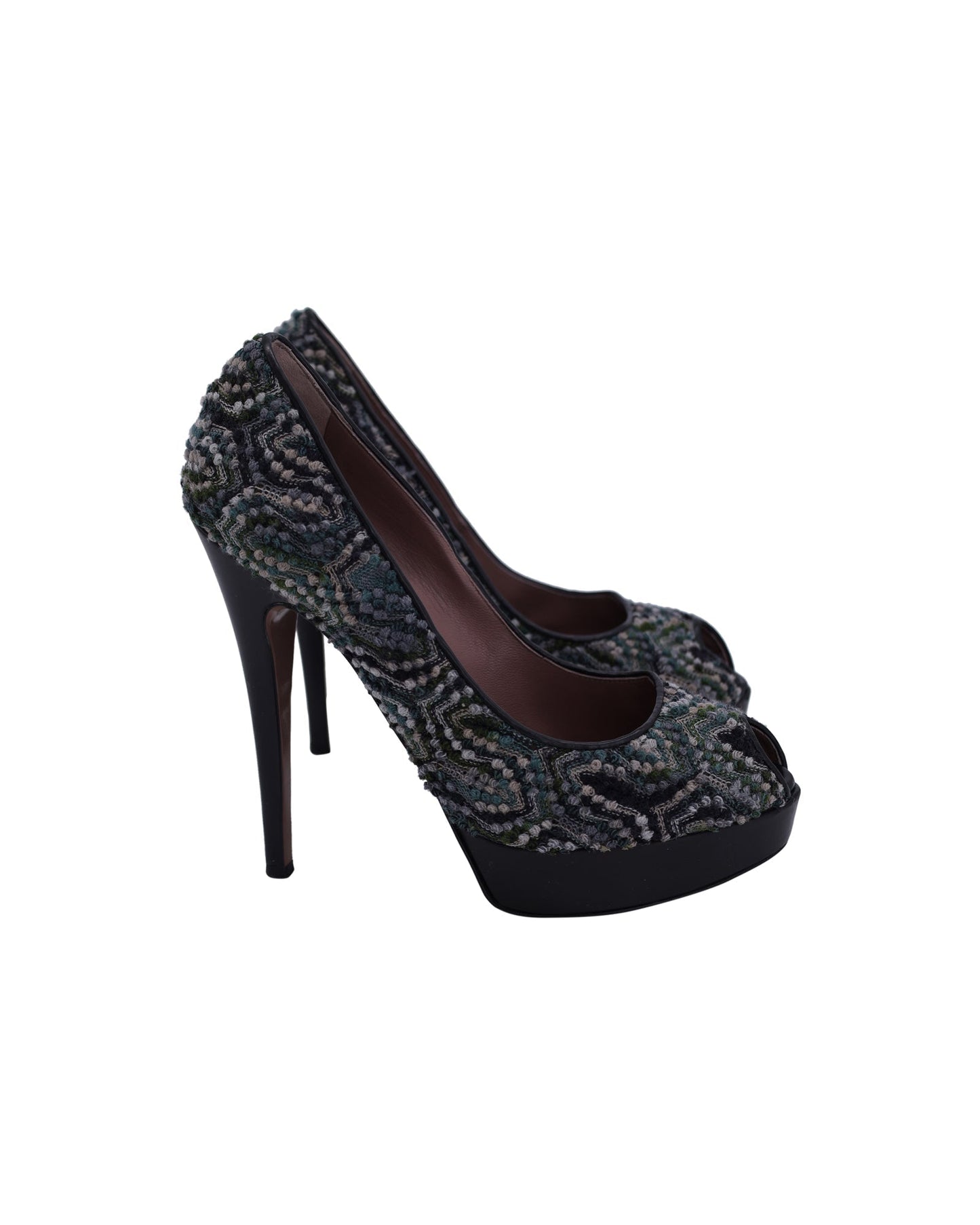 Women's Missoni Peep-Toe Platform Pumps in Multicolor Tweed