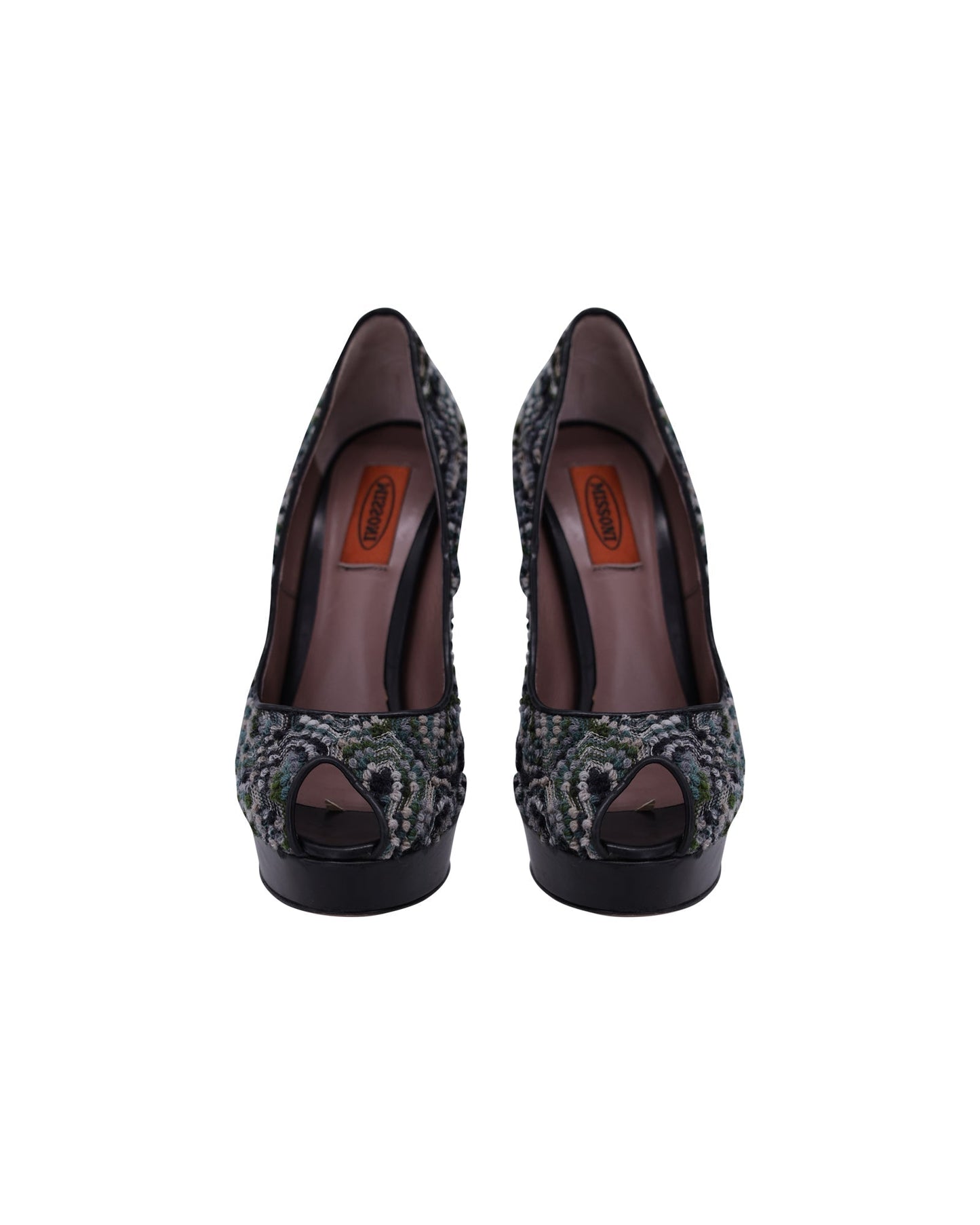 Women's Missoni Peep-Toe Platform Pumps in Multicolor Tweed