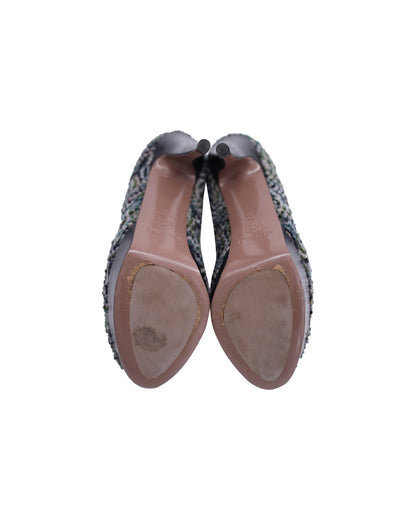 Women's Missoni Peep-Toe Platform Pumps in Multicolor Tweed