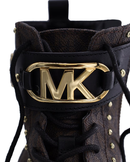 Women's Michael Kors Kincaid Lace-Up Boots in Brown Coated Canvas