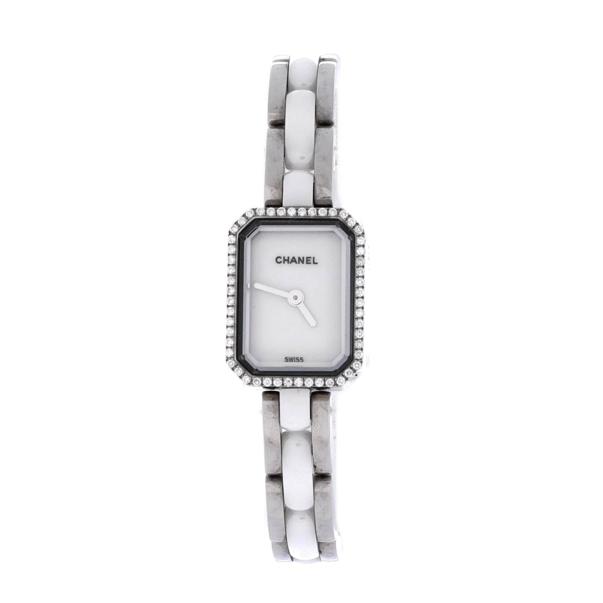 Premiere Mini Quartz Watch Stainless Steel and Ceramic with Diamond Bezel 15