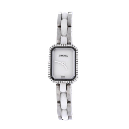 Premiere Mini Quartz Watch Stainless Steel and Ceramic with Diamond Bezel 15