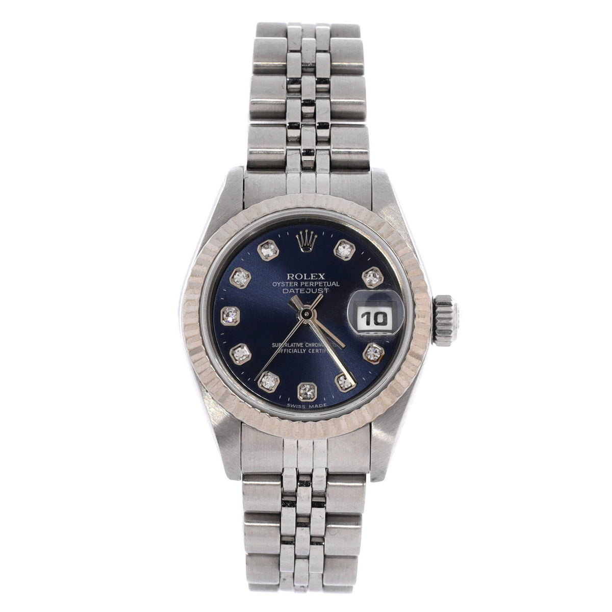 Oyster Perpetual Datejust Automatic Watch Stainless Steel and White Gold with Diamond Markers 26