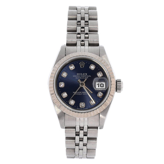 Oyster Perpetual Datejust Automatic Watch Stainless Steel and White Gold with Diamond Markers 26