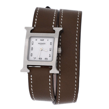 Heure H Double Tour Quartz Watch Stainless Steel and Leather 21