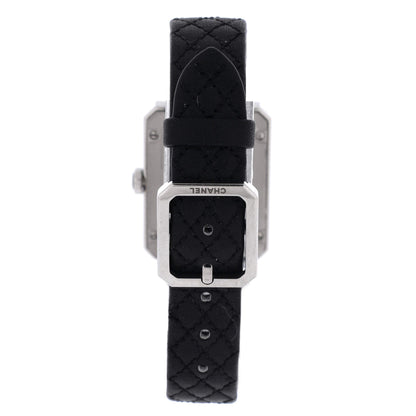 Boy·Friend Quartz Watch Stainless Steel and Quilted Leather with Diamond Bezel 22