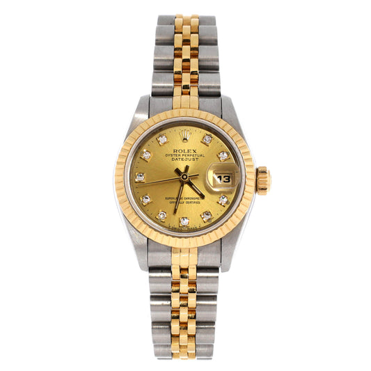 Oyster Perpetual Datejust Automatic Watch Stainless Steel and Yellow Gold with Diamond Markers 26