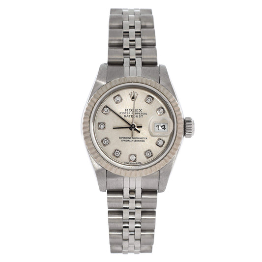 Oyster Perpetual Datejust Automatic Watch Stainless Steel and White Gold with Diamond Markers 26