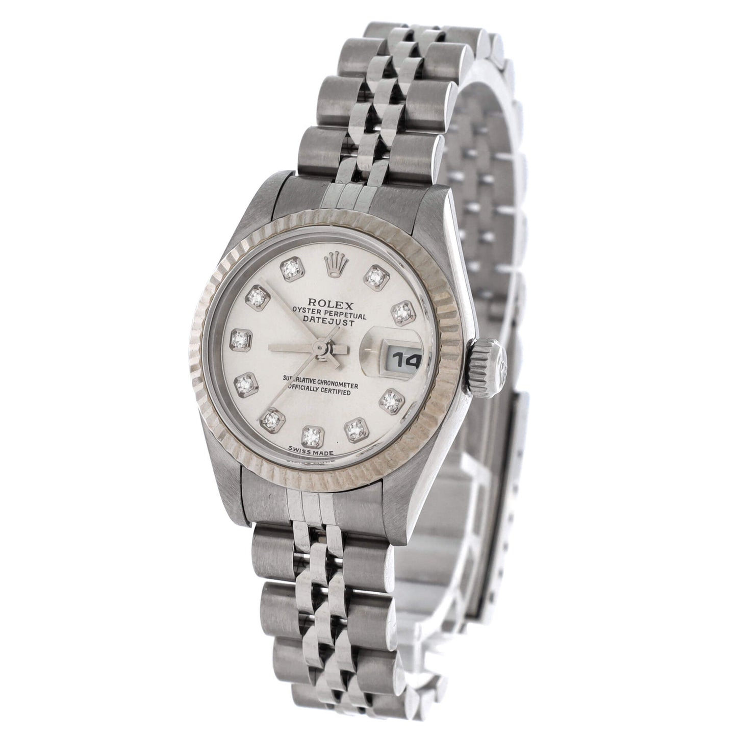 Oyster Perpetual Datejust Automatic Watch Stainless Steel and White Gold with Diamond Markers 26