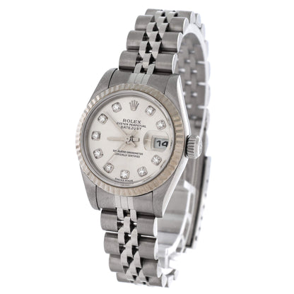 Oyster Perpetual Datejust Automatic Watch Stainless Steel and White Gold with Diamond Markers 26
