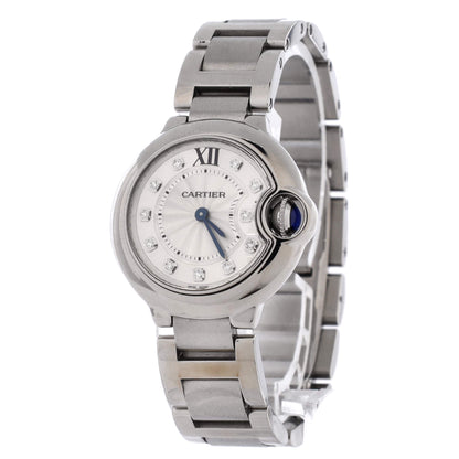 Ballon Bleu de Cartier Quartz Watch Stainless Steel with Diamond Markers 28