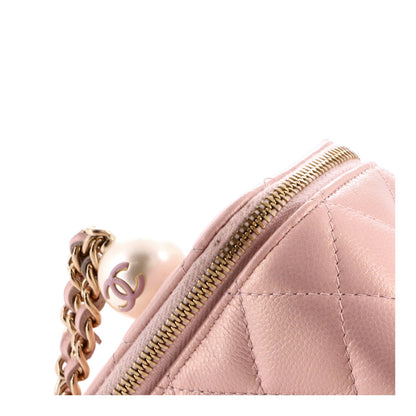 Classic Pearl Vanity Case with Chain Quilted Iridescent Caviar Mini