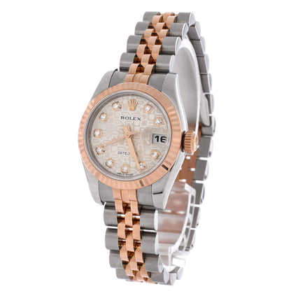 Oyster Perpetual Datejust Automatic Watch Stainless Steel and Rose Gold with Diamond Markers 26