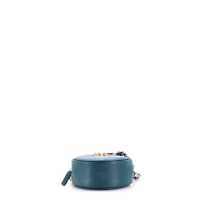 19 Round Clutch with Chain Quilted Leather