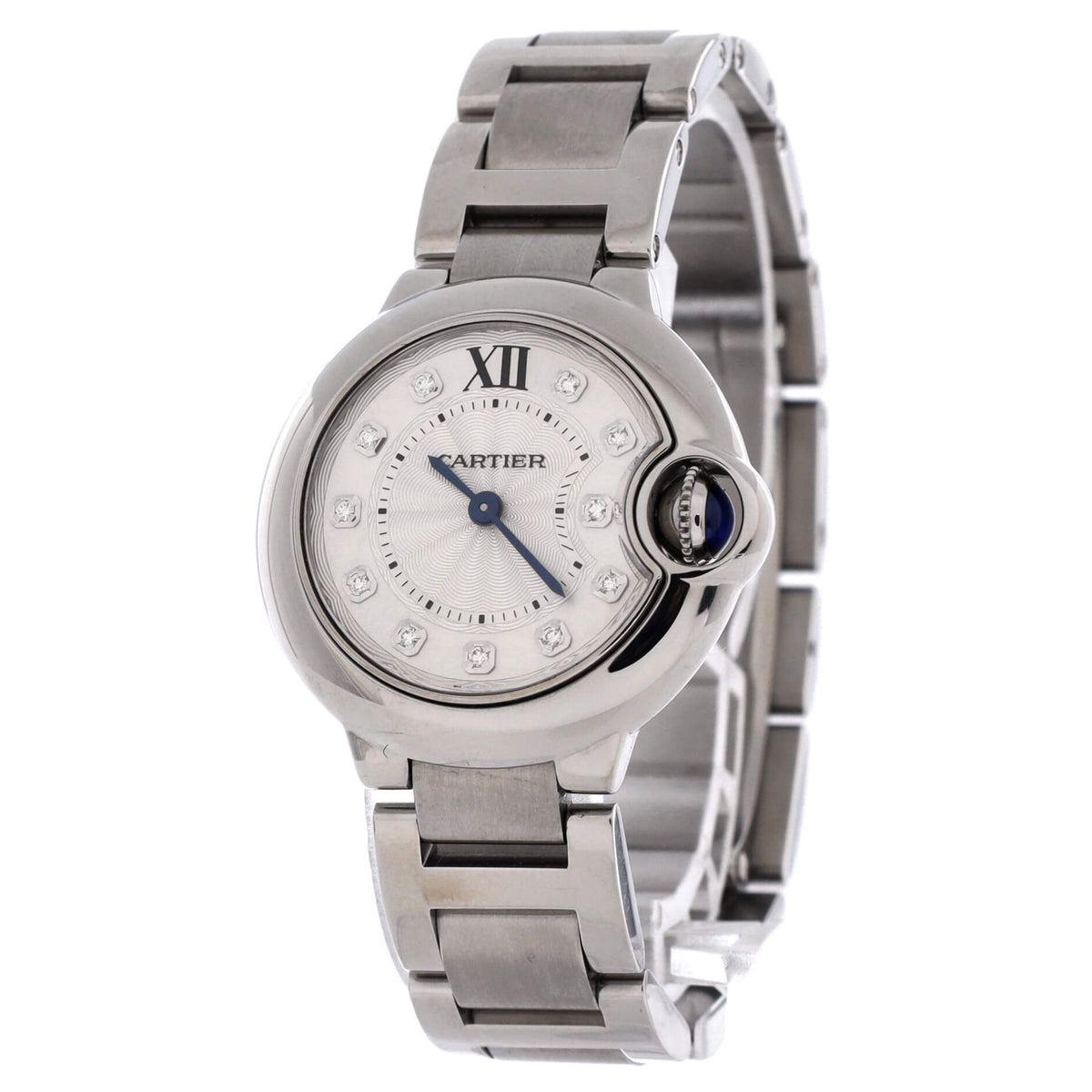 Ballon Bleu de Cartier Quartz Watch Stainless Steel with Diamond Markers 28