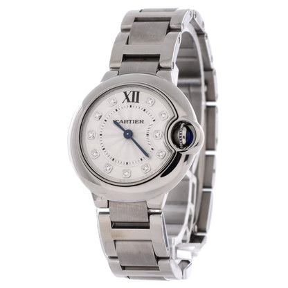 Ballon Bleu de Cartier Quartz Watch Stainless Steel with Diamond Markers 28