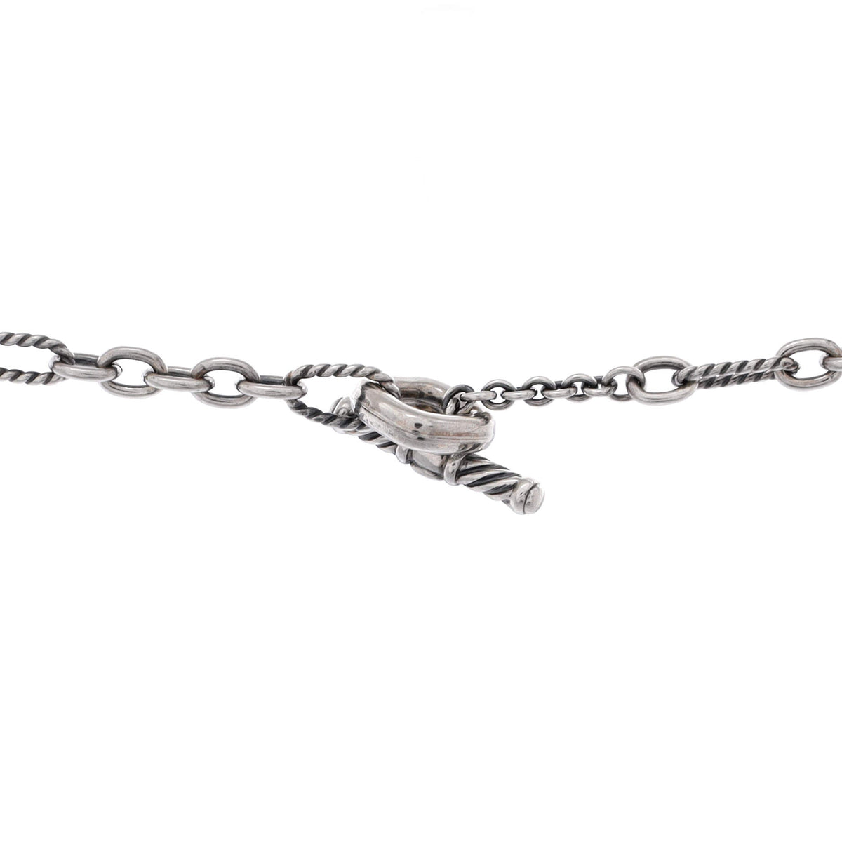 Figaro Chain Necklace Sterling Silver with 18K Yellow Gold and Pearls