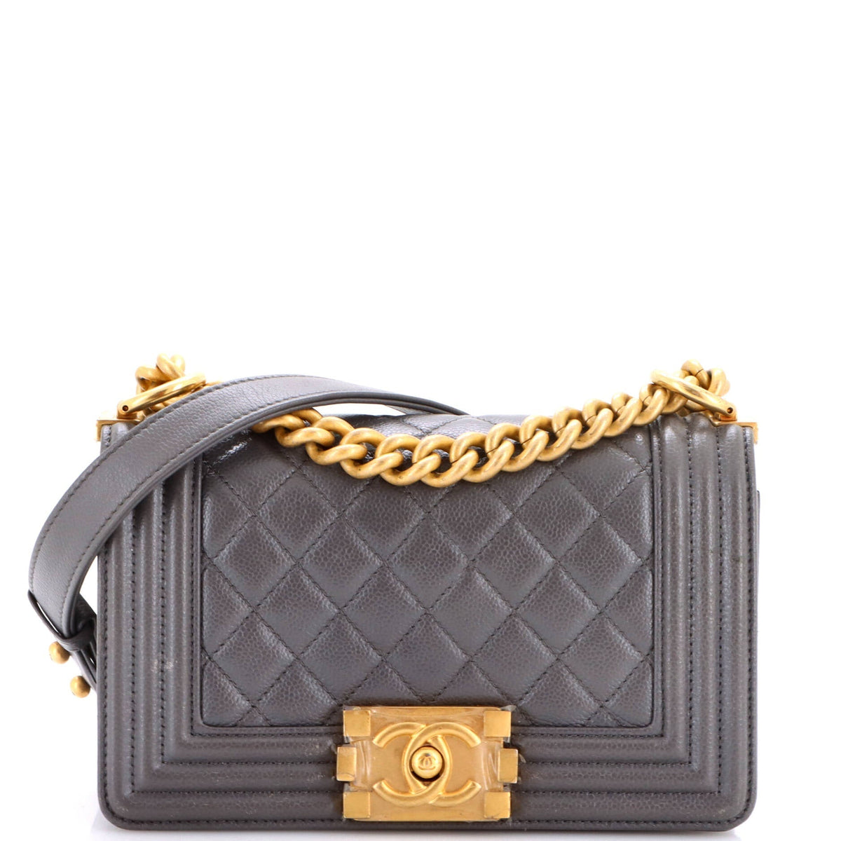 Boy Flap Bag Quilted Caviar Small