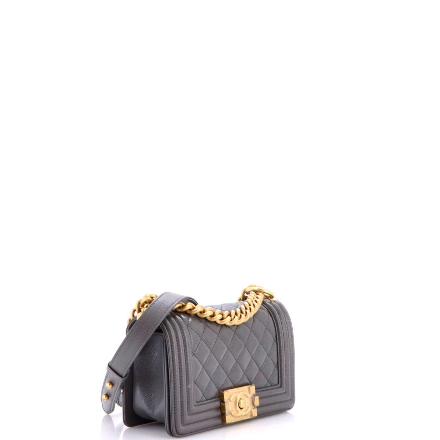 Boy Flap Bag Quilted Caviar Small