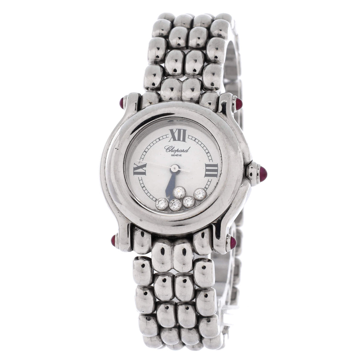 Happy Sport Classic Round Quartz Watch Stainless Steel with Floating Diamonds 26
