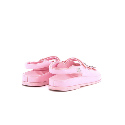 Women's CC Triple Strap Velcro Dad Sandals Leather with Crystals