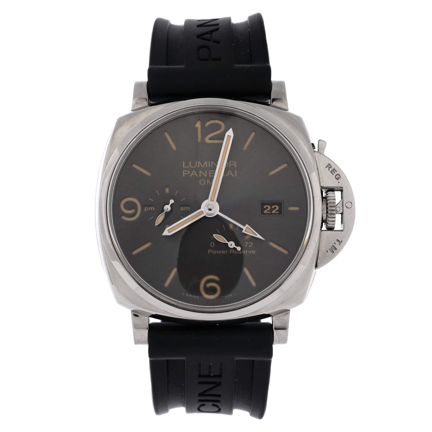 Luminor 3 Days GMT Power Reserve Automatic Watch Stainless Steel and Rubber 44