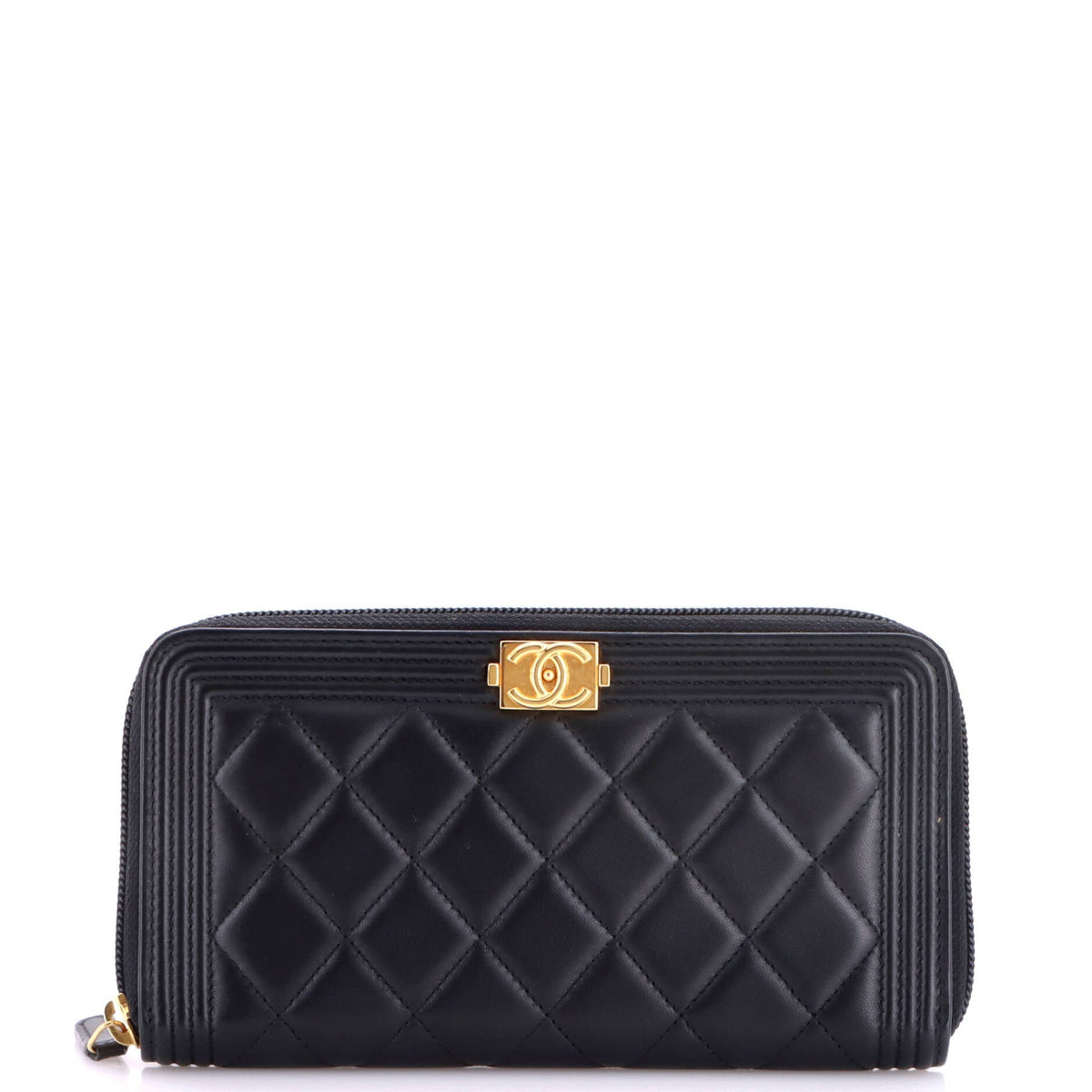 Boy Zip Around Wallet Quilted Lambskin Long