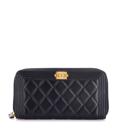 Boy Zip Around Wallet Quilted Lambskin Long