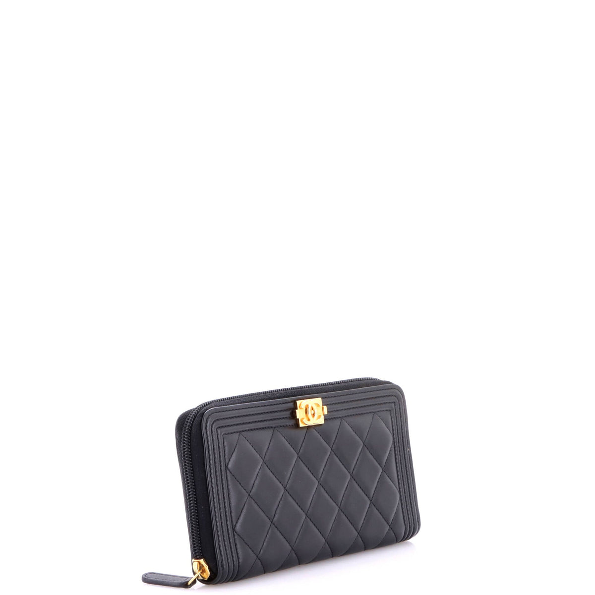 Boy Zip Around Wallet Quilted Lambskin Long