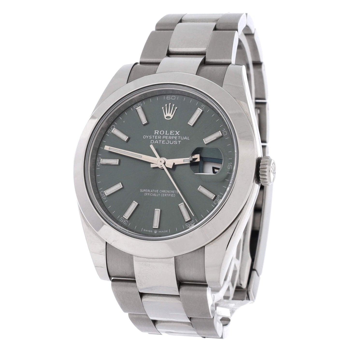 Oyster Perpetual Datejust Mint Green Automatic Watch Stainless Steel 41
