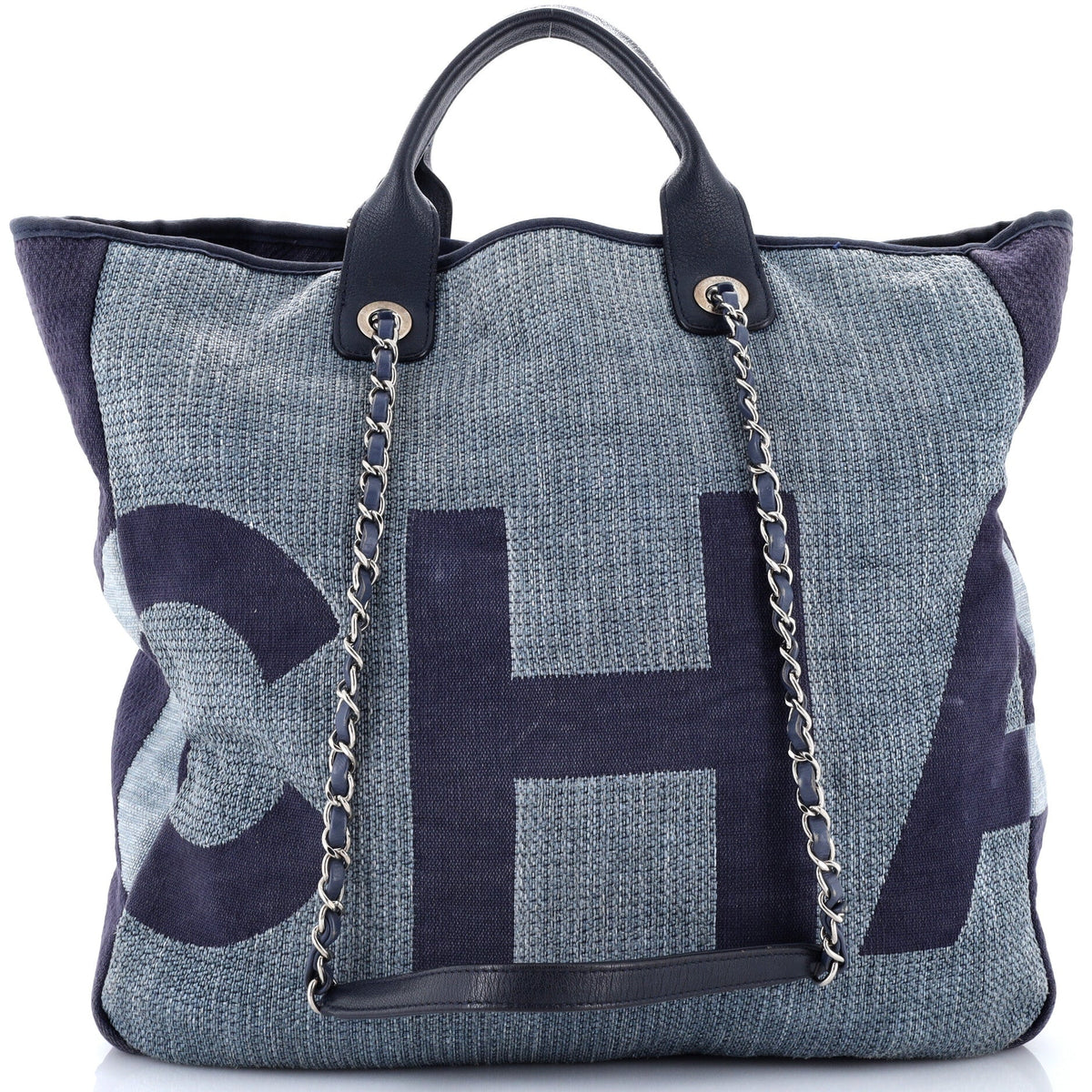 Deauville Logo Shopping Tote Printed Raffia Large