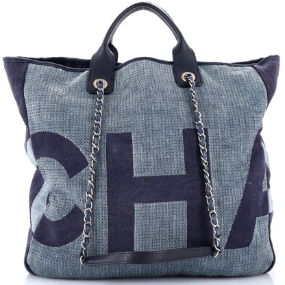 Deauville Logo Shopping Tote Printed Raffia Large