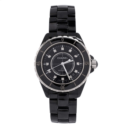 J12 Automatic Watch Ceramic and Stainless Steel with Diamond Markers 38