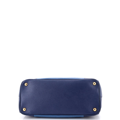 Bicolor Double Zip Lux Tote Saffiano Leather Medium