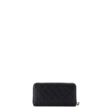 Zip Around Wallet Quilted Caviar Long