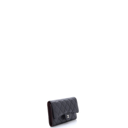 CC Gusset Classic Flap Wallet Quilted Lambskin Long